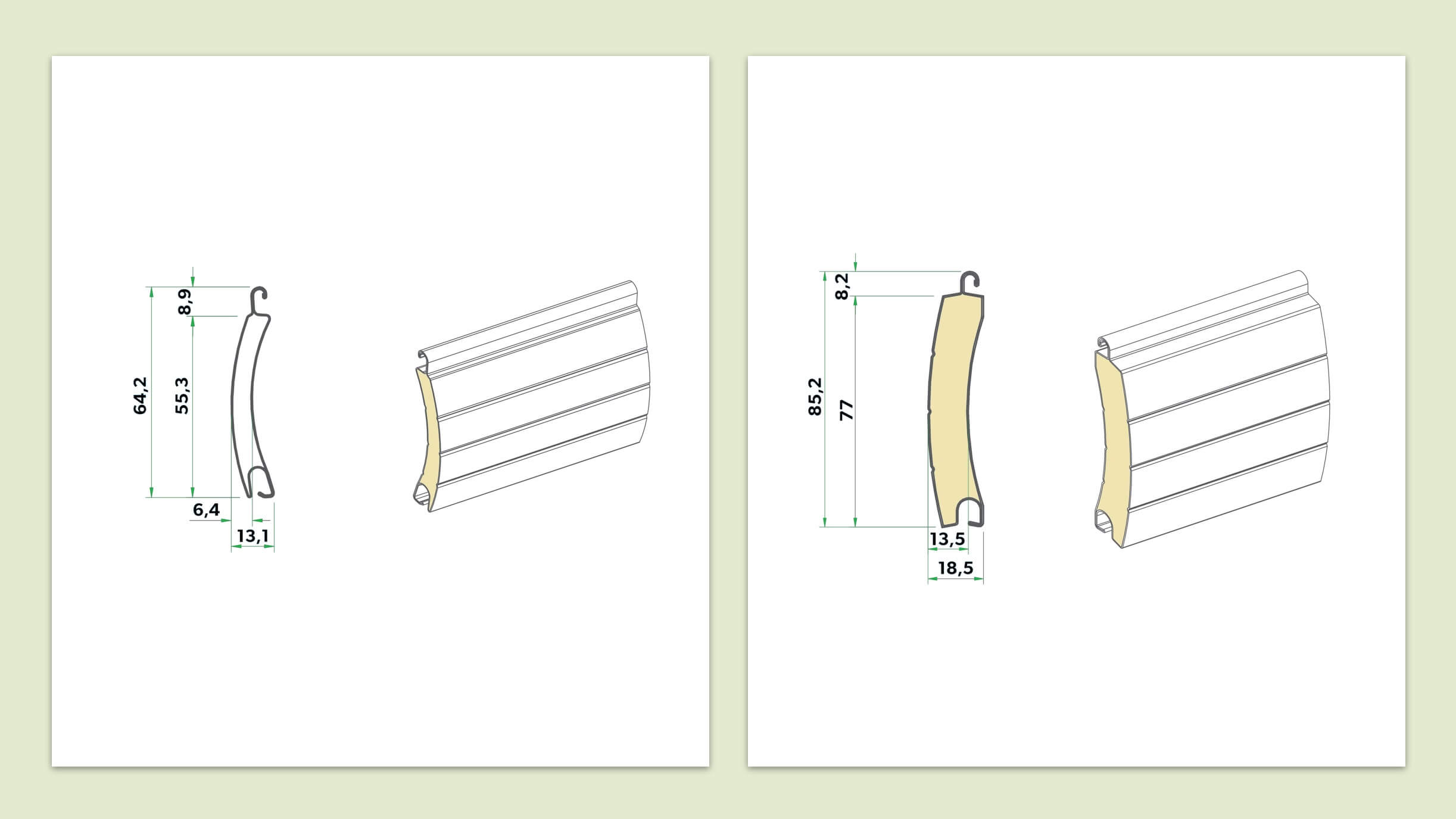 Ersatzlamellen ALU für Rolltore mit  Zuschnitt