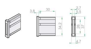 Arretten Endkappen Stücke für Endleiste mit Schloss