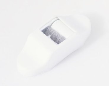 Gurtführung in Weiß mit integrierter Rolle und Bürstendichtung für Gurtband bis 14 mm Breite