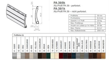 ALU Rollladenpanzer 39 mm auf Maß - Farbe Stahl Anthrazit DB703