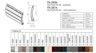 Farben Rollladenpanzer ALU39