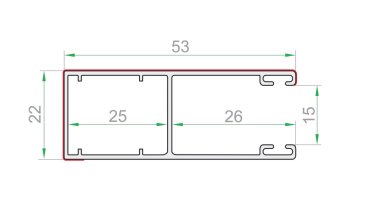Mini ALU Rollladen-Führung 53x22 mm