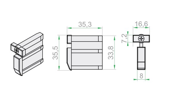 Drehbare Endkappe Mini Portos Endleisten