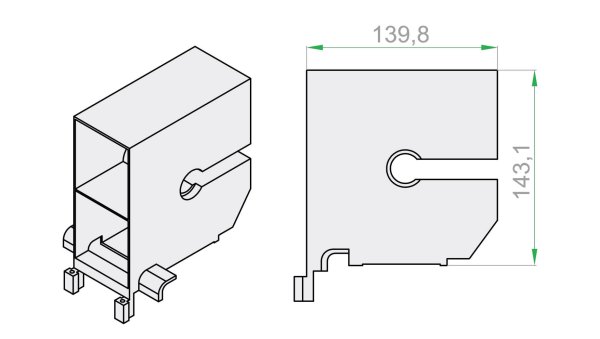 Kasten Teilung RKB2 für 2 Einzelne Führungen