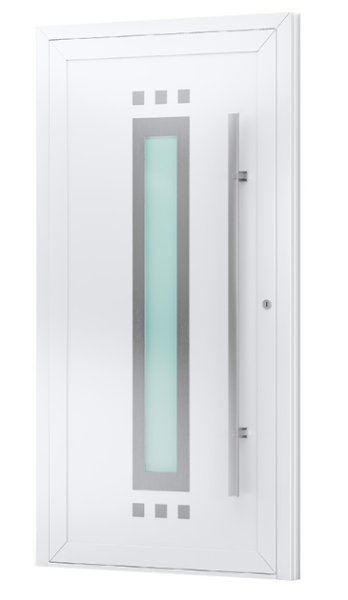 Moderne Haustürfüllung mit Ornament VSG Glas und Edelstahlapplikation | 3 Modelle