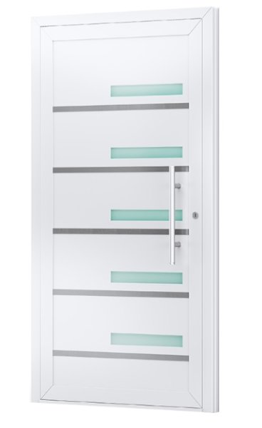 Moderne Haustürfüllung mit Ornament VSG Glas und Edelstahlapplikation | RENS-40-41