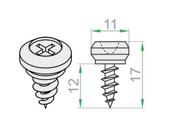 Nippelschraube für PVC Führungsschienen
