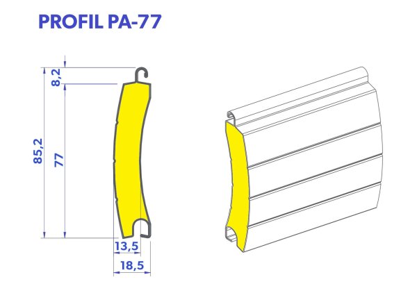 Rolltor Garagentor RT77, bis Breite 2800 mm | ALU-Lamelle 77 mm