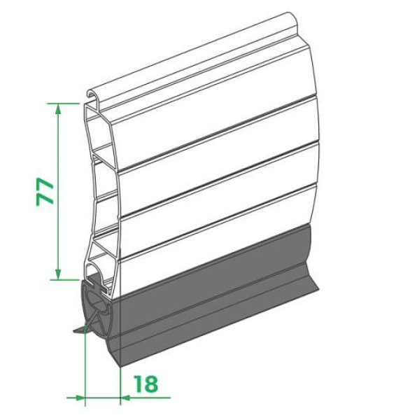 Rolltor Garagentor RT77, bis Breite 2800 mm | ALU-Lamelle 77 mm