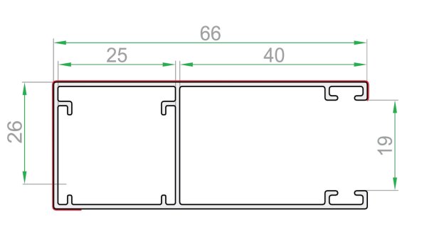 ALU-Führungsschiene 66 mm für Rollladen 52 mm