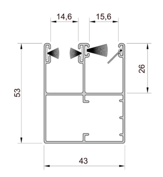 Führungsschiene 53 x 43 mm von Aluprof