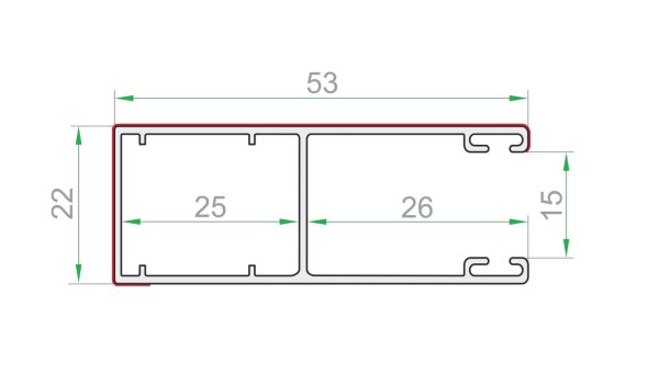 Mini ALU Rollladen-Führung 53x22 mm